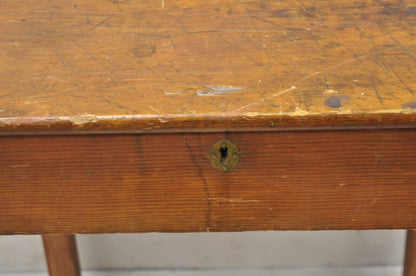 Antique Primitive Colonial Cherry Walnut Tall Schoolmasters Desk Stand Table