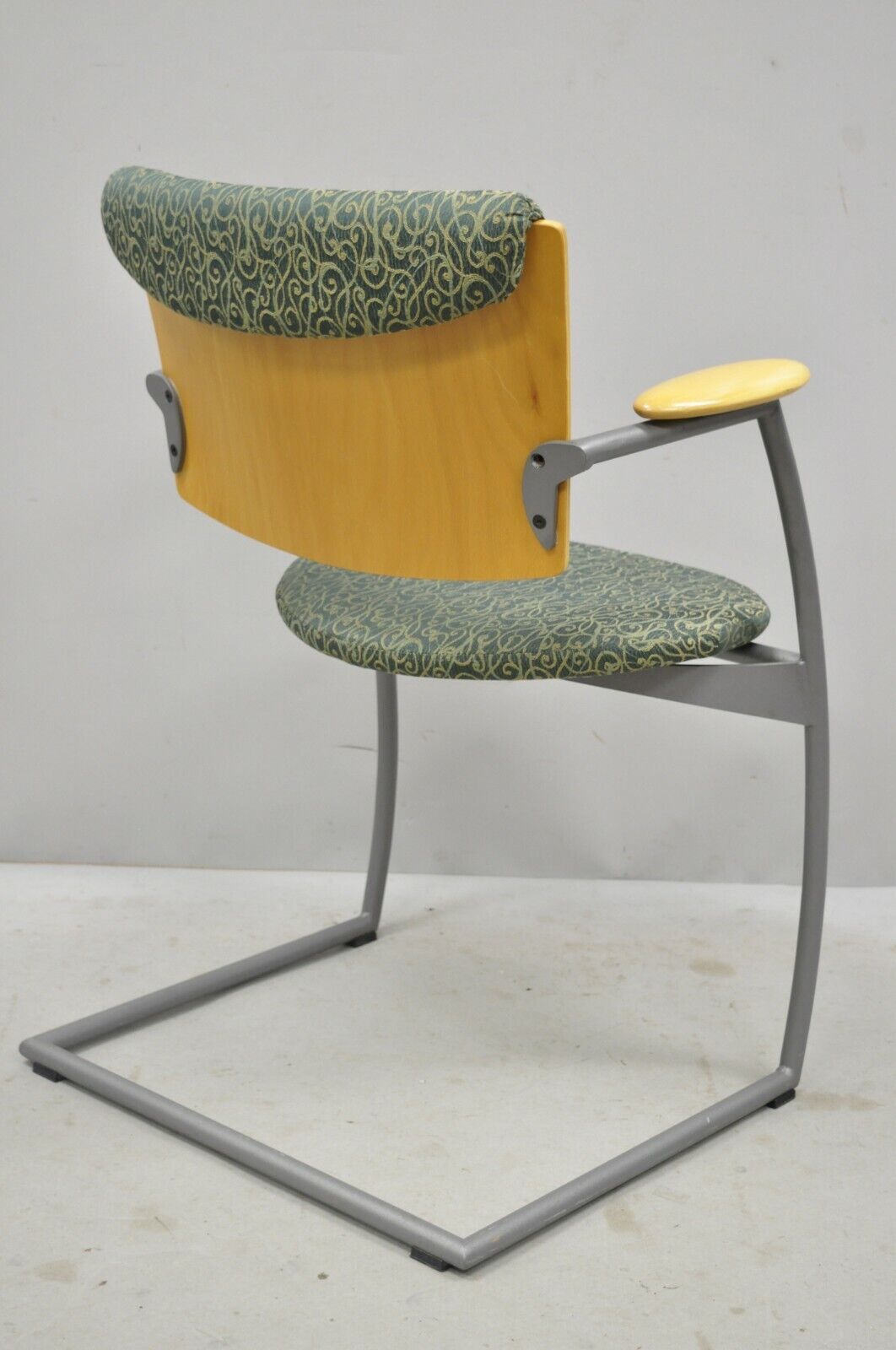 Martela Finland Wood Arm Metal Frame Modern Cantilever Office Arm Chair