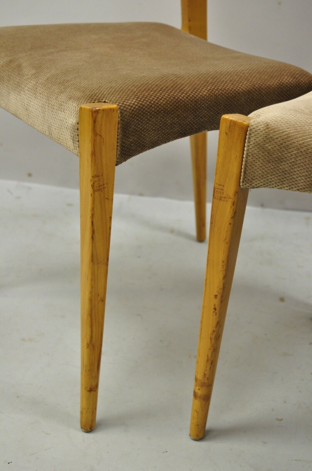 Mid Century Danish Modern Birch Wood Cane Back Dining Side Chairs - Set of 6