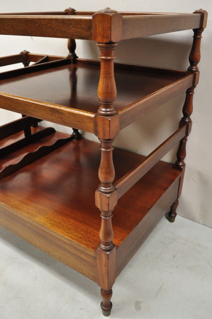 Henry Fuldner Sons Mahogany Leather Top Side End Table Canterbury Magazine Rack