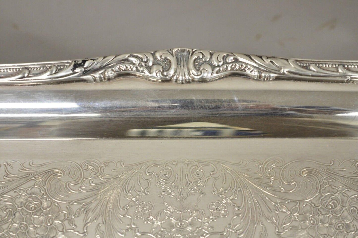 WM Rogers & Sons Spring Flowers 2092 Silver Plated 28" Platter Serving Tray