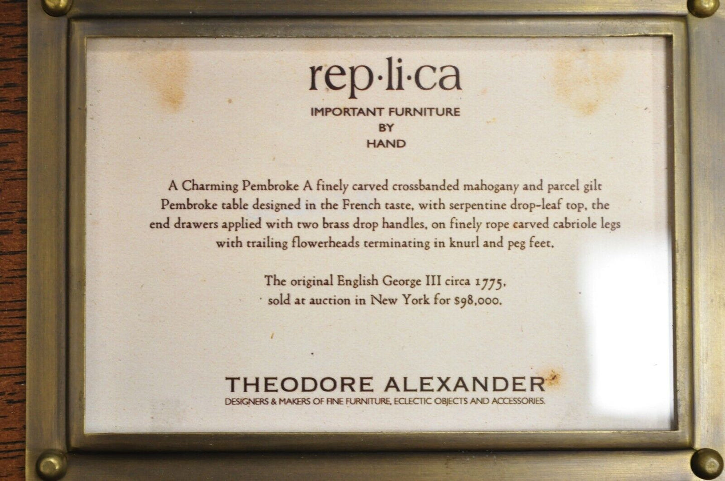 Theodore Alexander Replica English George III Ca. 1775 Pembroke Drop Leaf Table