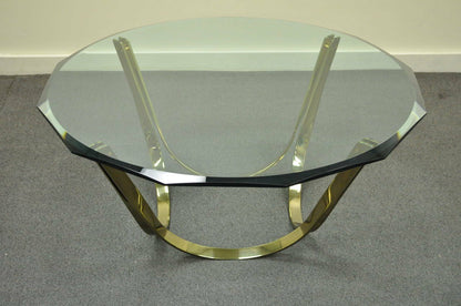 Trimark Brass Plated Steel & Glass Coffee Table after Roger Sprunger for Dunbar