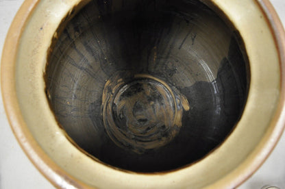 Large Modern Brown Glazed Ceramic Oversized Pottery 21" Floor Planter Pot