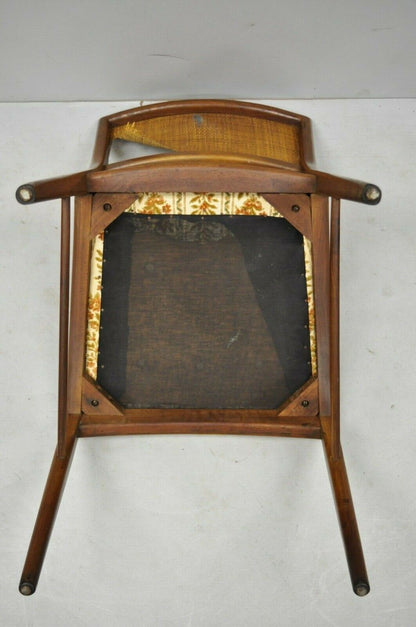 4 Mid Century Modern Walnut Cane Back Dining Chairs After TH Robsjohn Gibbings