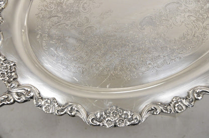 EPCA Poole Silver Co 400 Lancaster Rose Lrg Silver Plate Serving Platter Tray B
