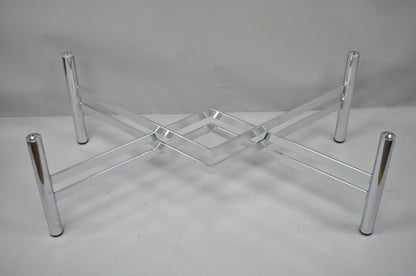 Modern Milo Baughman Style Mid Century Design Chrome X-Frame Coffee Table Base