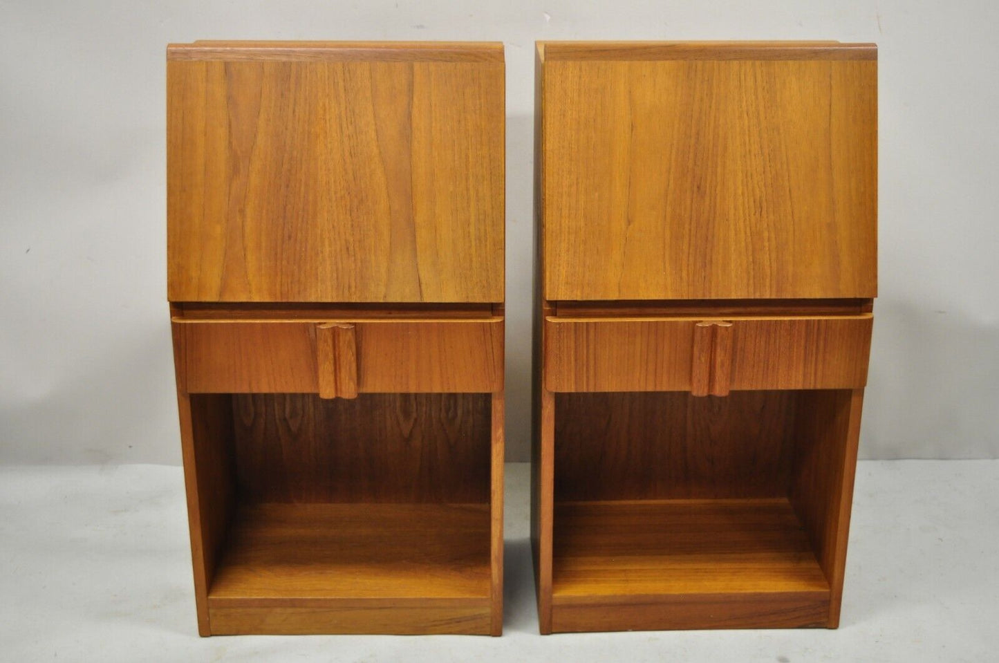 Vintage Mid Century Danish Modern Teak Bedside Cabinet Nightstands - a Pair