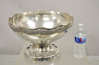 Vintage Silver Plated Art Deco Style Punch Bowl with Repeating Crane Birds