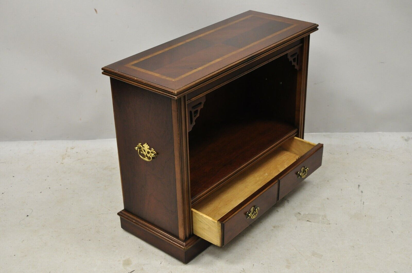 Lane Small Chinese Chippendale Banded Top Small 1 Drawer Console Hall Side Table