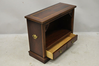 Lane Small Chinese Chippendale Banded Top Small 1 Drawer Console Hall Side Table