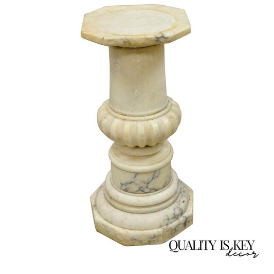 Antique Carved Marble Column Neoclassical Style 25" Regency Plant Stand Pedestal