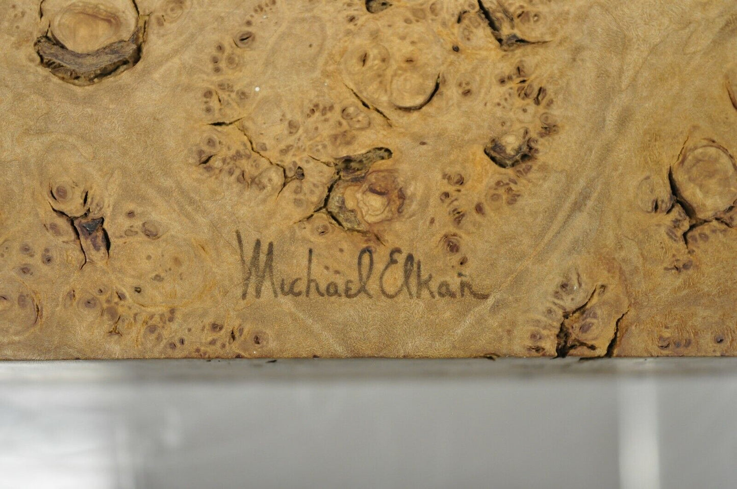 Michael Elkan Large Burl Wood Studio Crafted Jewelry Trinket Desk Storage Box