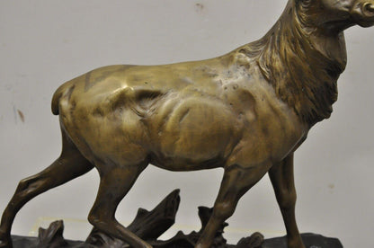 Bronze Stag Walking Deer Statue on Marble Base After Charles Paillet