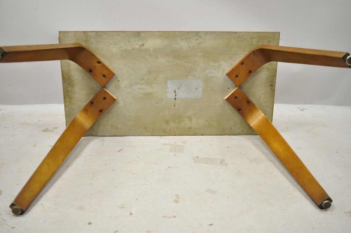 Thonet Mid Century Modern Bentwood Legs Rectangular Laminate Top Side End Table