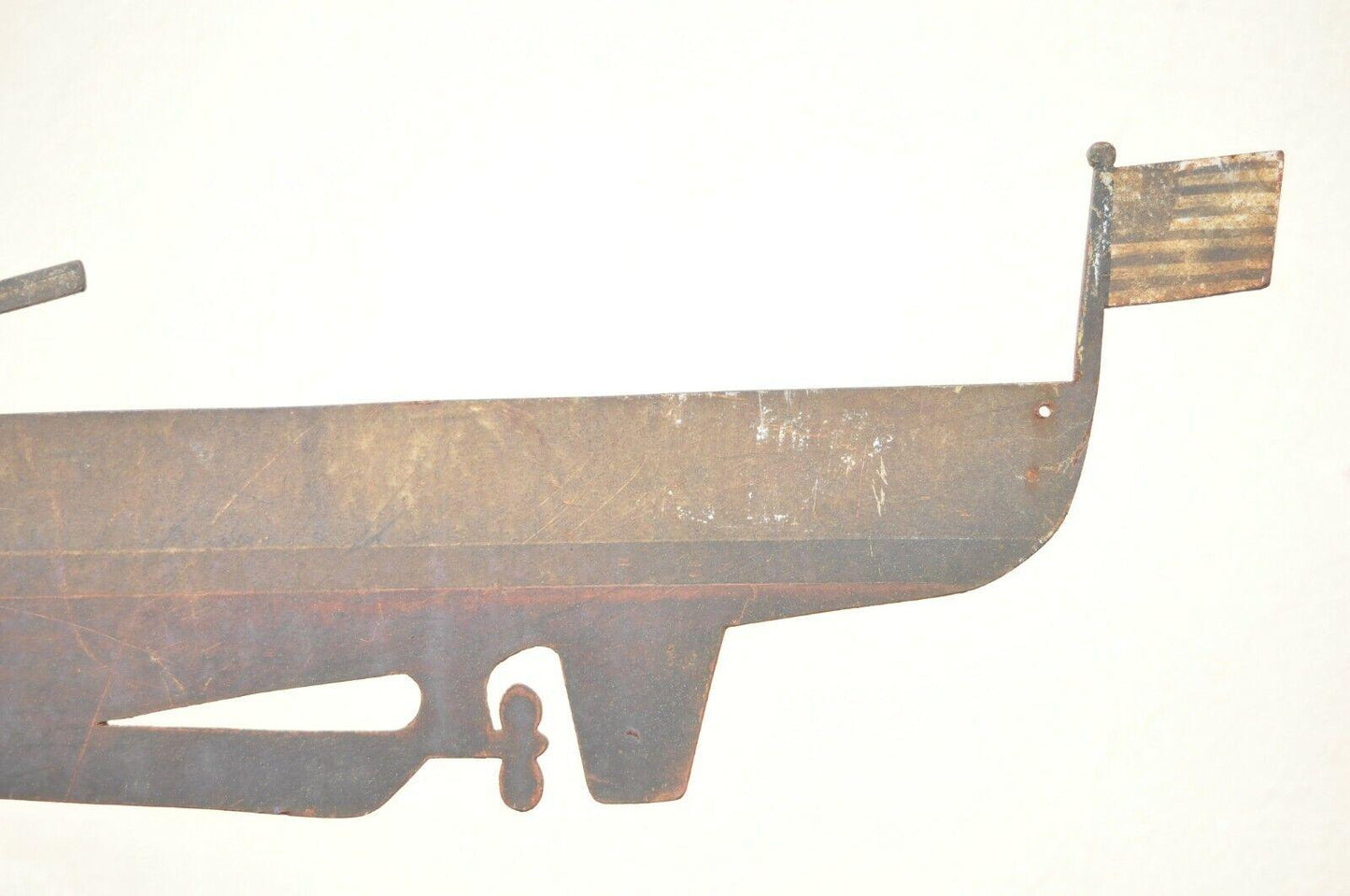 Antique Battleship Weathervane Weathered Paint American Primitive Steel Metal