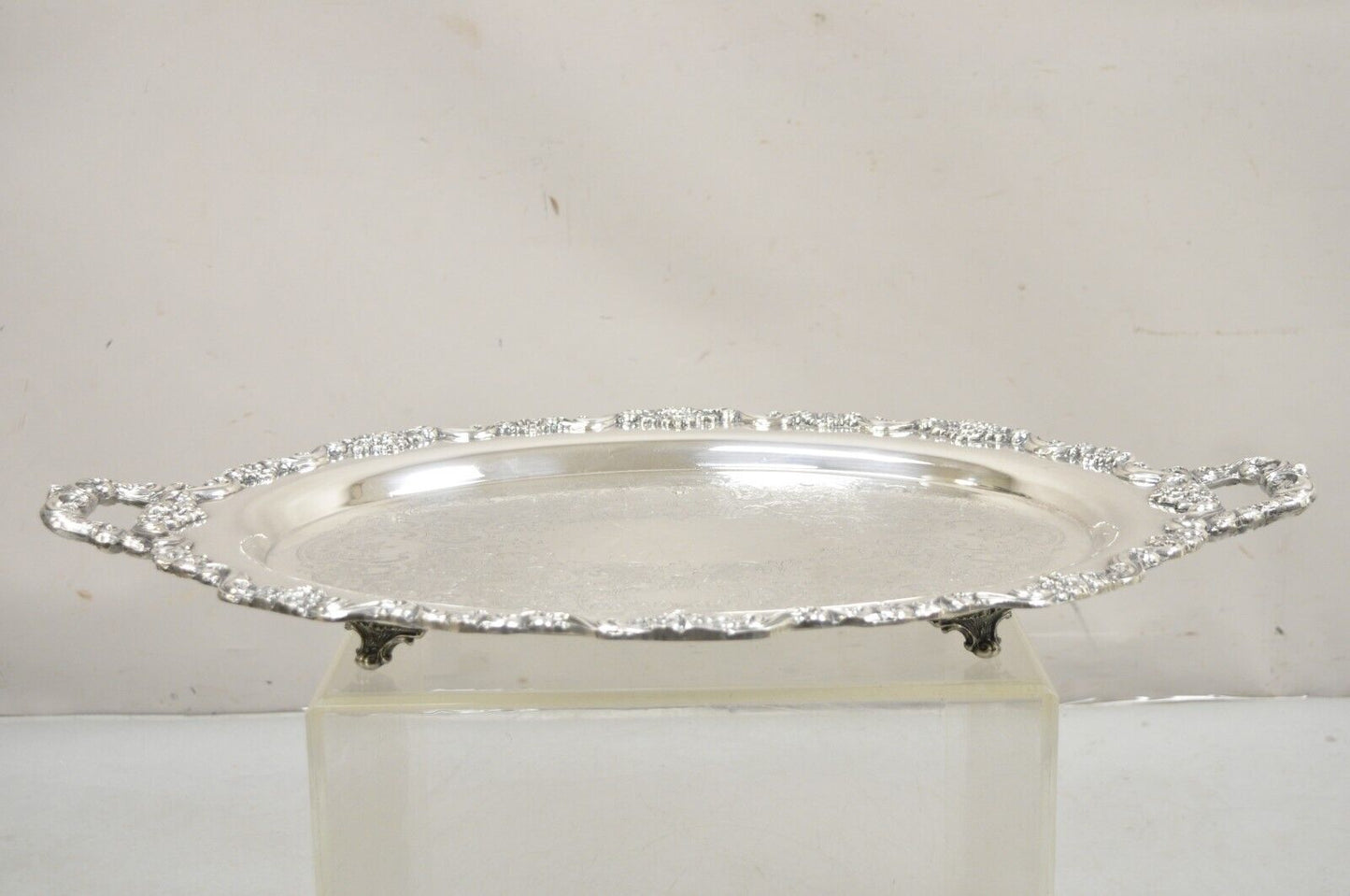 Vintage Towle 6955 Large Silver Plated Oval Victorian Serving Platter Tray