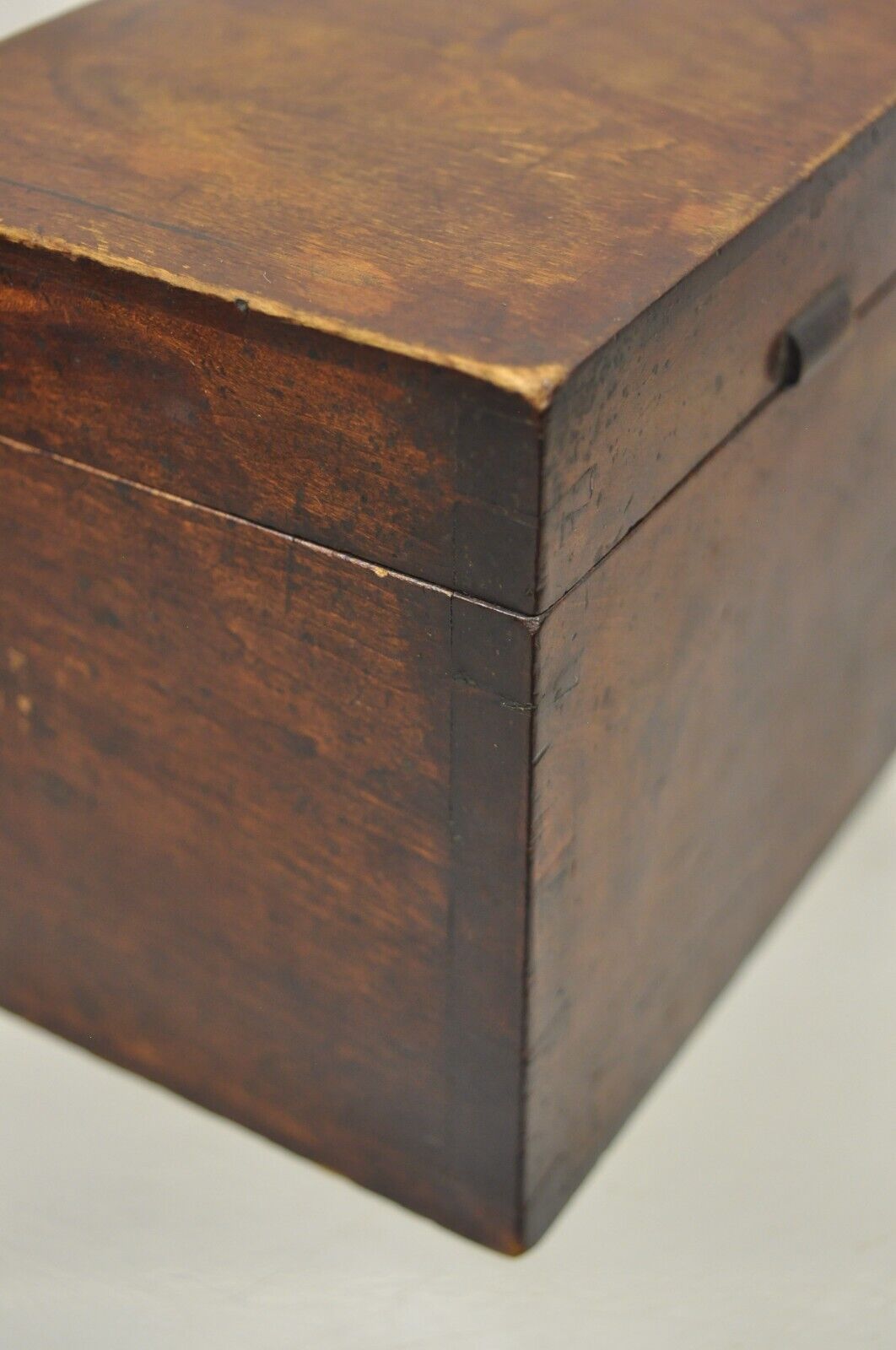 Antique English Walnut Tea Caddy Small Desk Box Victorian with Dovetail