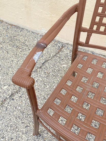 Cast Aluminum Basket Weave Lattice Rattan Patio Outdoor Pool Arm Chair
