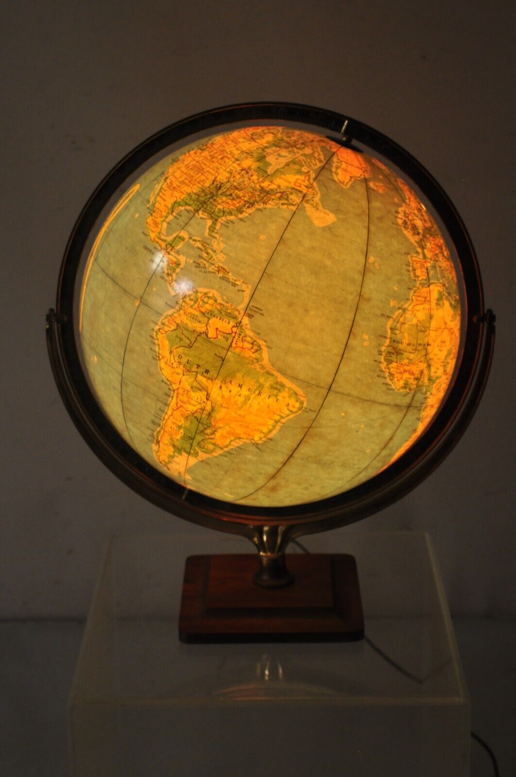 Vintage Cram's 16" Physical Political Terrestrial Illuminated Lighted Globe