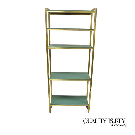 Vintage Hollywood Regency Brass Metal 5 Tier Etagere Bookcase Shelf