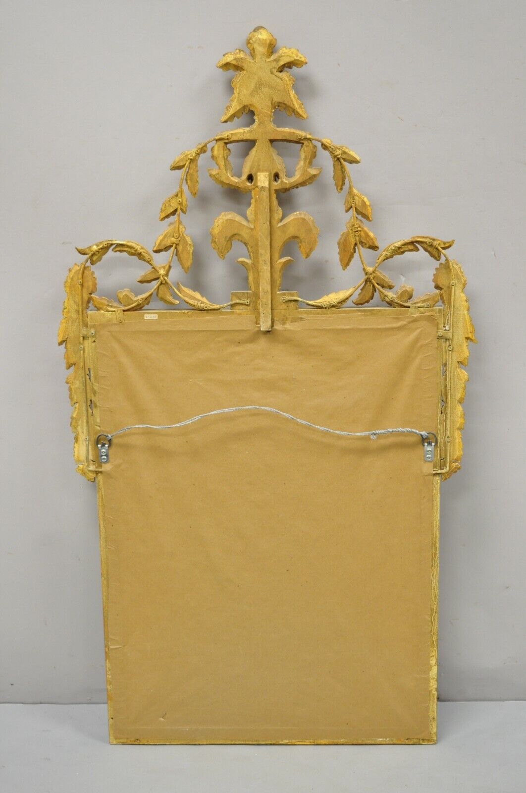 Vintage Italian Gold Giltwood Carved Wood Leafy Scrollwork Console Wall Mirror