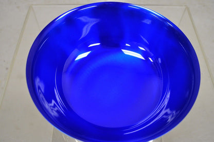 Gorham YC781 Azure Blue Enamel Silver Plated Round  Modern Serving Bowl