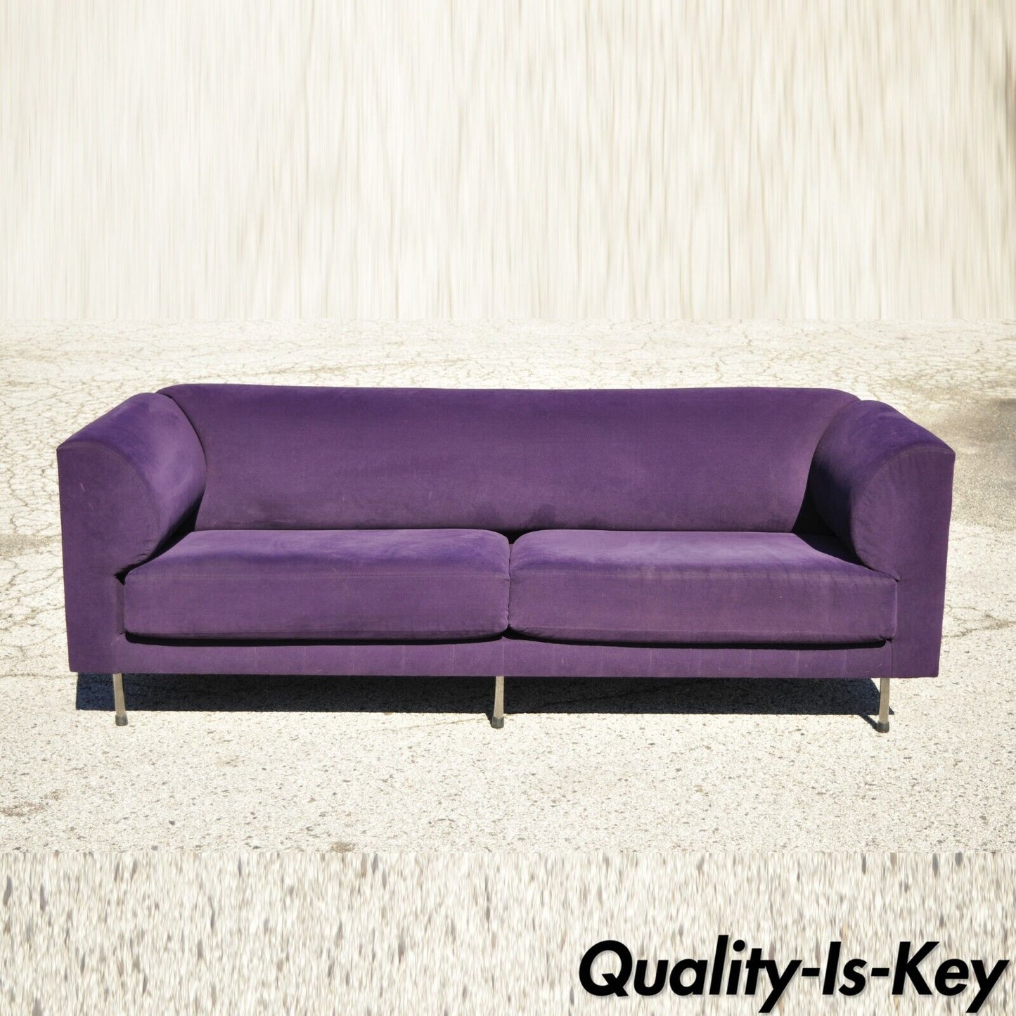 Larry Laslo for Directional Purple Modern Italian Bauhaus Style Chrome Leg Sofa