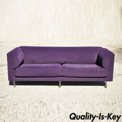 Larry Laslo for Directional Purple Modern Italian Bauhaus Style Chrome Leg Sofa