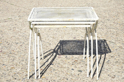 Vintage Salterini Ivy Vine Wrought Iron Nesting Patio Side Tables - 3 Pc Set