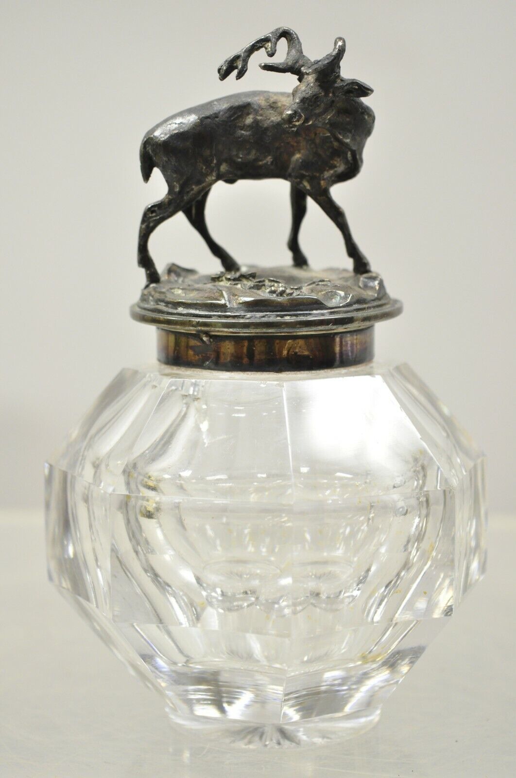 English Victorian Silver Plated Platter Tray Stag Mounted Glass Inkwell Gorham