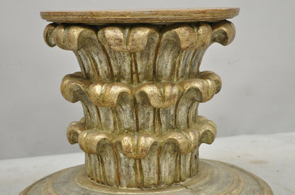 Antique Italian Regency Plume Carved Gilt Wood Pedestal Coffee Table Base