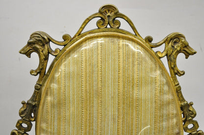 Antique Victorian Bronze Brass Parlor Salon Accent Chair Oscar Bach Style - Pair
