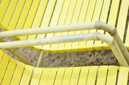 Vintage Faux Bamboo Aluminum Yellow Hauser Pool Patio Dining Chairs - Set or 4