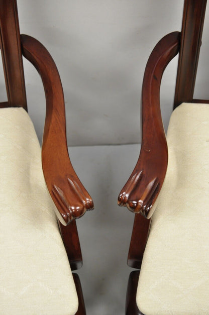 Vintage Chippendale Style Cherry Wood Dining Arm Chair by Master Design - a Pair