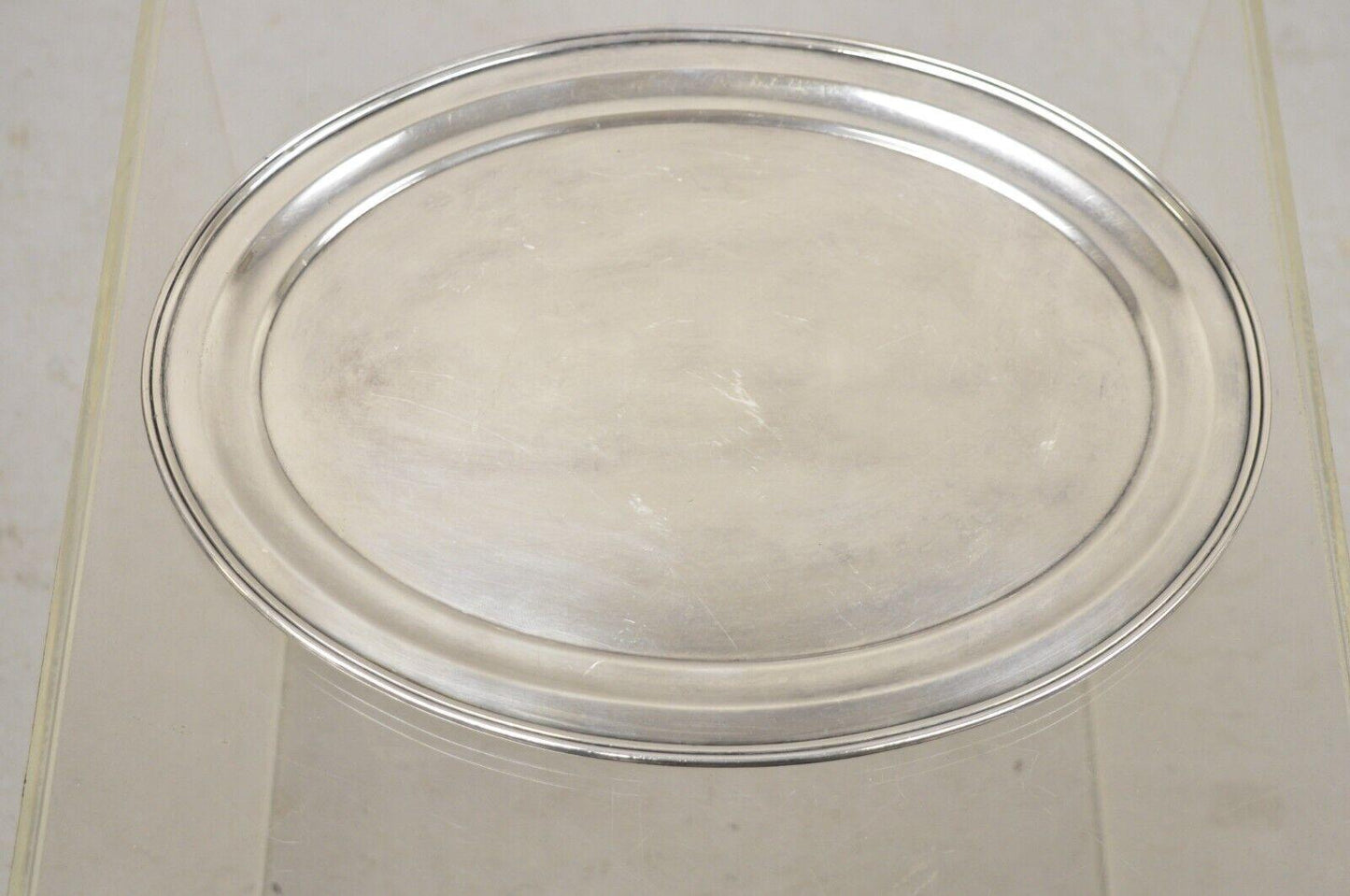 Vintage American Modern 14" Oval Silver Plated Serving Platter Tray