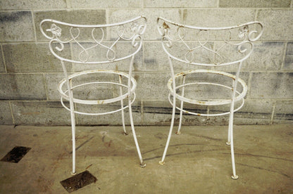 Set of 4 Vintage Wrought Iron Garden Patio Dining Chairs Woodard Chantilly Rose