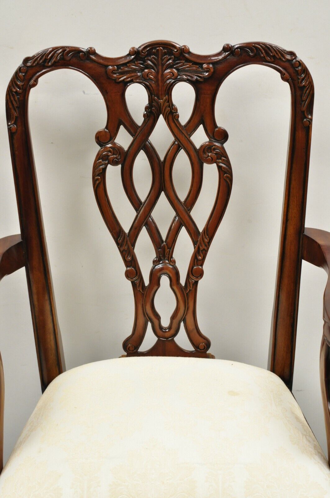 English Chippendale Style Carved Mahogany Ball & Claw Dining Chairs - Set of 8