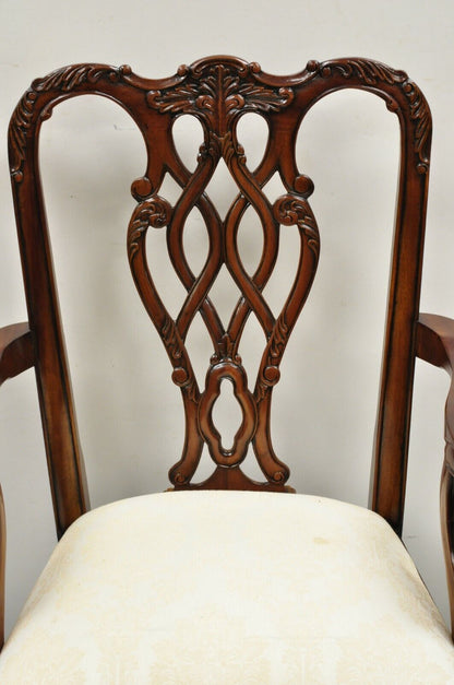 English Chippendale Style Carved Mahogany Ball & Claw Dining Chairs - Set of 8