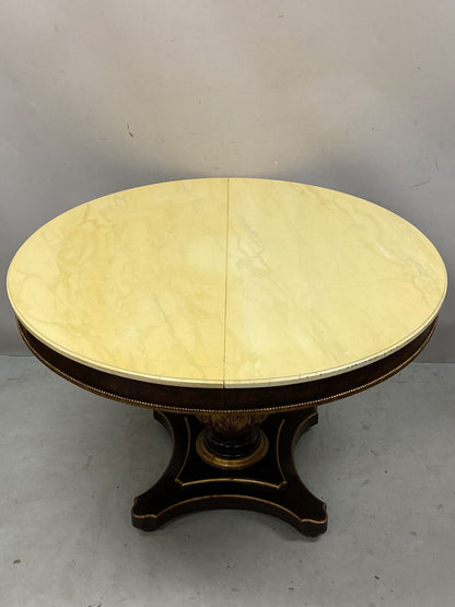 Vintage Italian Regency Style Pedestal Base Round Dining Table Cream Lacquer Top