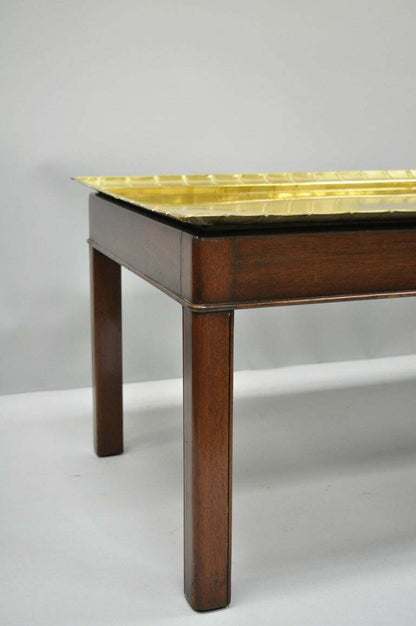 English Campaign Style Mahogany and Brass Tray Top Georgian Style Coffee Table
