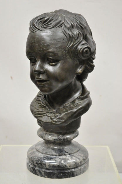 Maitland Smith 19" Bronze Boy Bust Head Victorian Style on Marble Base