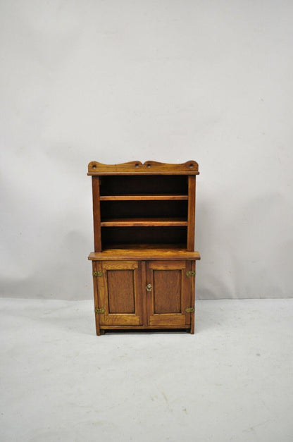 Oak Wood Small Miniature Cupboard Primitive Colonial Kitchen Childs Cabinet