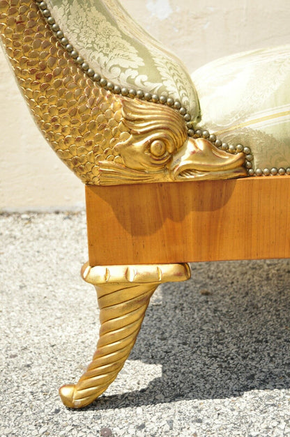 William Switzer Italian Biedermeier Regency Carved Recamier Chaise Lounge Chair