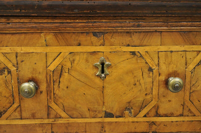 19th Century Italian Marquetry Inlay Walnut 3 Drawer Commode Chest Nightstand