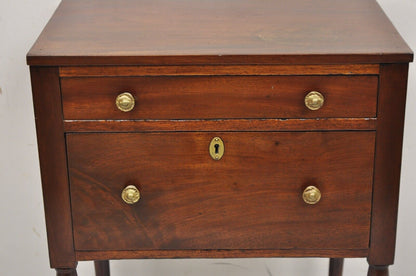 Antique Federal Sheraton Mahogany 2 Drawer Work Stand Side Table Nightstand