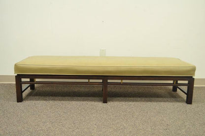 Mid Century Modern Edward Wormley for Dunbar Leather Upholstered Mahogany Bench