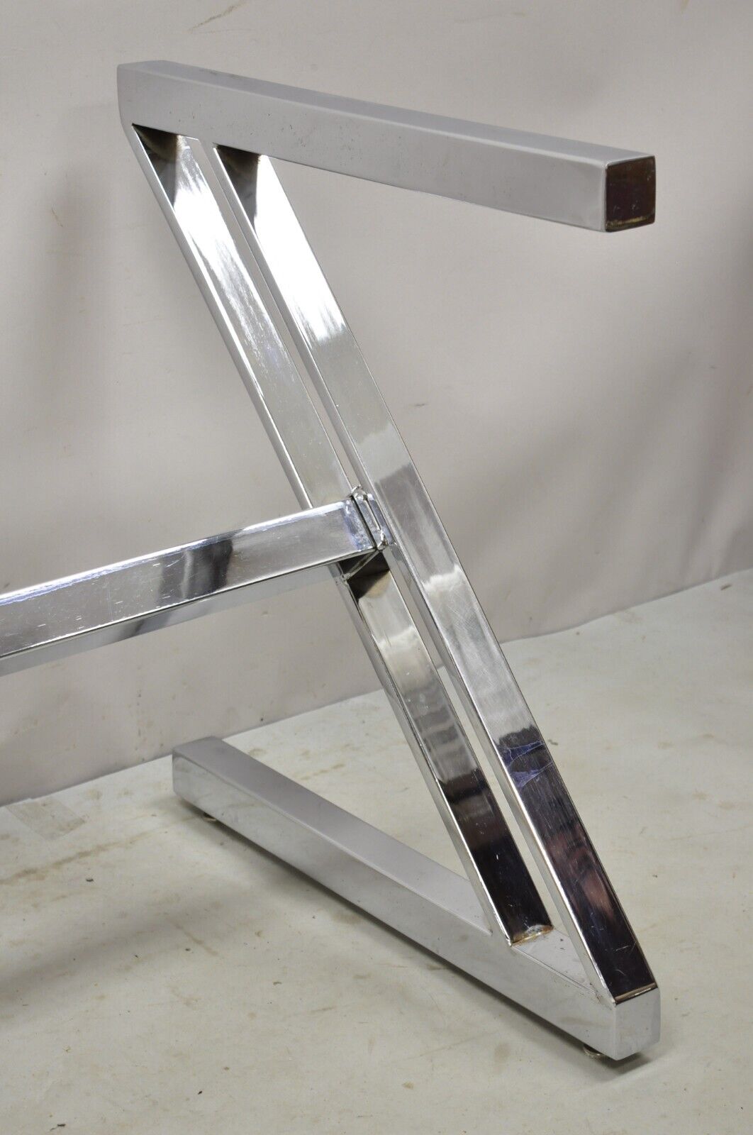 Mid Century Modern Chrome Frame Z Shaped Metal Desk Dining Table Base