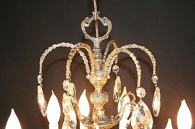 d05 Vintage 12 Light French style Brass Crystal Chandelier light Fixture