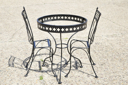 Vintage Salterini Style Wrought Iron Small Garden Patio Bistro Dining Set - 3 pc